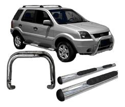 Kit Estribo Oblongo + Quebra Mato Ecosport Até 2007 Cromado Kit Estribo Oblongo + Quebra Mato Ecosport Até 2007 Cromado