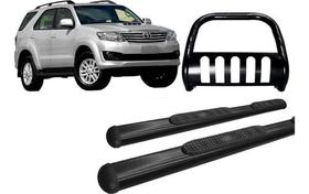 Kit Estribo Oval + Quebra Mato C/ Chapa Preto Sw4 Até 2015