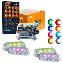 Kit Estrobo AJK RGB Rítmico 3.0 + 4 Faróis 6W