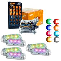 Kit Estrobo AJK RGB Rítmico 3.0 + 6 Faróis 6W