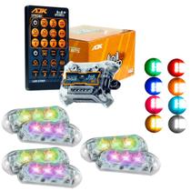 Kit Estrobo AJK RGB Rítmico 3.0 + 6 Faróis 6W