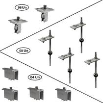 Kit Estrutura Suporte Fixador 04 Placas Solar Alumínio E Kit Estrutura Suporte Fixador 04 Placas Solar Alumínio E