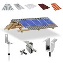 Kit Estrutura Suporte Fixador Linha C P/ 05 Placas Solar Alumínio Inox Telha Fibro Ondulada Viga Madeira Perfil Master