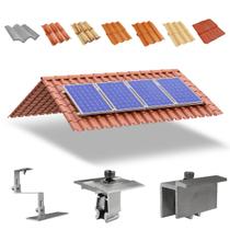 Kit Estrutura Suporte Fixador Para 04 Placas Painel Solar Alumínio e Inox Telha Cerâmica e Cimento Perfil Master