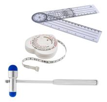 Kit Estudante Acadêmico Saúde Goniômetro + Fita Antropométrica + Martelo Neurológico