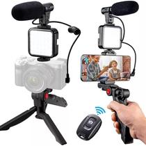 Kit Estúdio Movel Profissional Para Live Vlog Microfone Para Câmera Celular