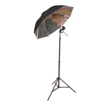 Kit Estúdio: Tripé + Sombrinha Preto/Prata + Soquete UNICO Kit Estúdio: Tripé + Sombrinha Preto/Prata + Soquete UNICO