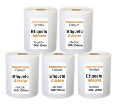 Kit etiqueta adesiva couchê impressora térmica 100x150mm 5un