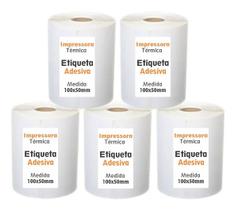 Kit etiqueta adesiva couchê impressora térmica 100x50mm 05un Kit etiqueta adesiva couchê impressora térmica 100x50mm 05un