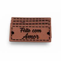 Kit Etiquetas material sintético Feito com Amor” Tags Artesanato, Costura e Personalizados