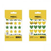Kit Etiquetas Multiuso TP - Estrela + Coração Verde Amarelo Vai Brasil
