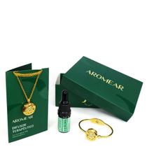 Kit EU TE VEJO - Colar e Bracelete Flor de Lótus Dourado e Óleo Essencial Calma