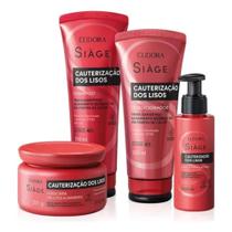 Kit eudora siage cauterizacao dos lisos shampoo 250ml cond 200ml mascara 250g leave in 100ml