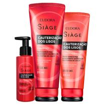 Kit Eudora Siàge Cauterização dos Lisos Shampoo 250ml Condicionador 200ml Leave 100ml