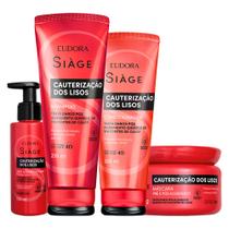 Kit Eudora Siàge Cauterização dos Lisos Shampoo 250ml Condicionador 200ml Máscara 250g Leave 100ml