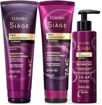 Kit eudora siage pro cronology curvas shampoo 250ml cond 250ml creme de pentear definicao 300ml