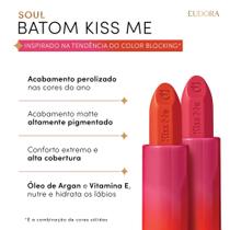 Kit Eudora SOUL KISS ME 2 Batons Matte FPS 15 - Rosa Trendy e Laranja Style Kit Eudora SOUL KISS ME 2 Batons Matte FPS 15 - Rosa Trendy e Laranja Style