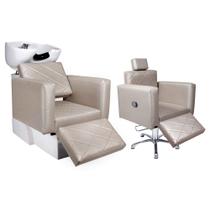 KIT Evidence - 1 Cadeira Reclinável Com Descanso de Pé + 1 Lavatório Com Descanso de Pé Para Salão