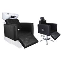 KIT Evidence - 1 Cadeira Reclinável Com Descanso de Pé + 1 Lavatório Com Descanso de Pé Para Salão