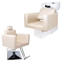 KIT Evidence - 1 Lavatório + 1 Cadeira Fixa De Base Quadrada Para Salão