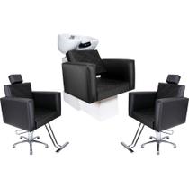 KIT Evidence - 1 Lavatório + 2 Cadeiras Fixas com Bases Quadradas Para Salão