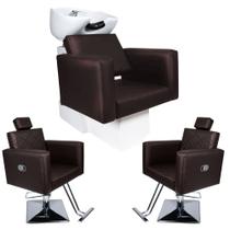 KIT Evidence - 1 Lavatório + 2 Cadeiras Reclináveis com Bases Quadradas Para Salão