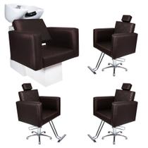 KIT Evidence - 1 Lavatório + 3 Cadeiras Fixas Para Salão