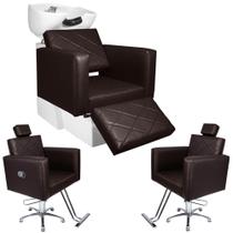 KIT Evidence - 1 Lavatório Com Descanso de Pé + 1 Cadeira Fixa + 1 Cadeira Reclinável Para Salão