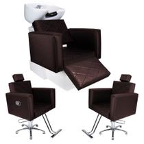 KIT Evidence - 1 Lavatório Com Descanso de Pé + 1 Cadeira Fixa + 1 Cadeira Reclinável Para Salão