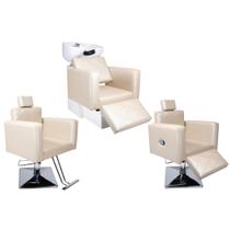 KIT Evidence - Cadeira Fixa + Cadeira Reclinável Descanso + Lavatório Descanso - Base Quadrada