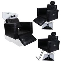 KIT Evidence - Cadeira Reclinável + Cadeira Reclinável Descanso + Lavatório Descanso - Base Quadrada