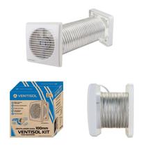 Kit Exaustor Banheiro Completo Silencioso 10cm 100mm Duto Veneziana Anti Insetos Buchas Parafusos