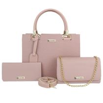 KIT EXCLUSIVO! 3 Bolsas Femininas charmosa, Kit Bolsa Castelo + Clutch + Carteira, Sintético Premium