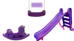 Kit Exclusivo escorrega Médio Criança até 7 Anos+ Balanço radical sem custo de CORTESIA + Gangorra Cavalo Pônei Premium CORES exclusivas