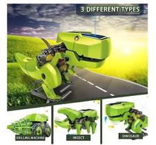 Kit experimentos robô solar t3 3 em 1 dinossauro rex fácil de montar Educacional robotica