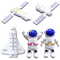 Kit Exploração Espacial 2 Astronautas Foguete e 2 Satélites