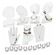 Kit Expositor Colar Brincos Anel Joias Bijuterias Top 17 Pçs