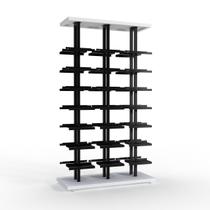 Kit Expositor de Calçados com 3 Colunas Duplo e 42 Suportes Chapa Screw Comac