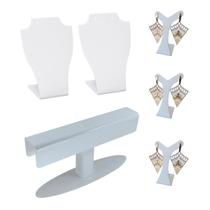 Kit expositores de colar, brincos, pulseiras - Branco- 6 unidades