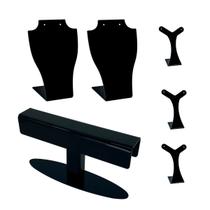 Kit expositores de colar, brincos, pulseiras - Preto - 6 unidades