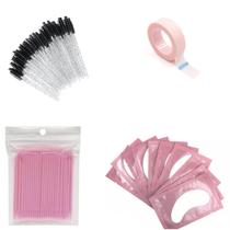 Kit Extensão 50 Pads Gel 50 Escovas 1 Micropore 100 Cotonete