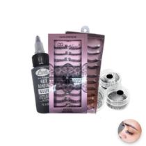 Kit Extensão Cola Cartela 10 Pares e Tufos em Tela Kit Extensão Cola Cartela 10 Pares e Tufos em Tela