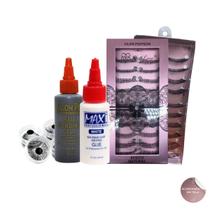 Kit Extensão Cola Salon Pro, Cílios Real Love e Removedor
