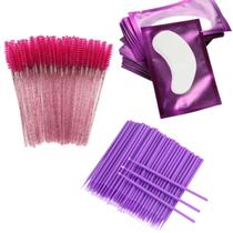 Kit Extensão de Cílios 10 Protetor Pad + 10 Escovinha + 10 Microbrush