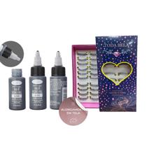 Kit Extensão De Cílios em Tela, Cartela de Cílios Cola Profissional Kit Extensão De Cílios em Tela, Cartela de Cílios Cola Profissional