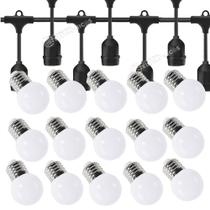 Kit Extensão Varal 15 Metros + 15 Lâmpadas Bolinha Leitosa LED G45 Ideal Varanda Jardim KIT010