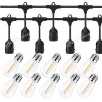 Kit Extensão Varal de Luzes 5 Metros + 10 Lâmpadas 1W Retrô Bulbo Com Filamento Em LED KIT016 Kit Extensão Varal de Luzes 5 Metros + 10 Lâmpadas 1W Retrô Bulbo Com Filamento Em LED KIT016