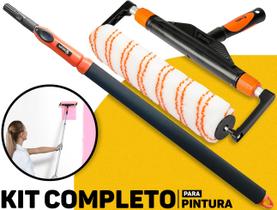 Kit Extensor 1,5 Metros + Rolinho 30cm Para Pintura Teto Parede Multiuso + Garfo Duplo Ajustável Tigre Pro