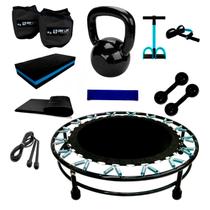 Kit Extensor + Band + Mini Jump + Halter 3 kg+ Caneleira 3 kg + Step + Colchonete + Corda + Kettlebell 8 kg Kit Extensor + Band + Mini Jump + Halter 3 kg+ Caneleira 3 kg + Step + Colchonete + Corda + Kettlebell 8 kg
