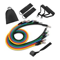 Kit Extensor Elástico 11 Peças Exercício Fitness Pilates